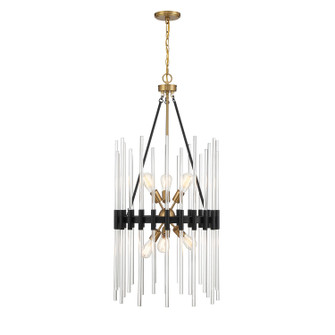 Santiago Six Light Pendant in Matte Black w/Warm Brass Accents (51|3-1936-6-143)