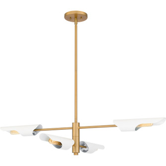 Leoni Four Light Linear Chandelier in Brushed Weathered Brass (10|444BWLOIS)
