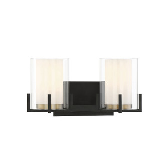 Eaton Two Light Bathroom Vanity in Matte Black w/Warm Brass Accents (51|8-1977-2-143)
