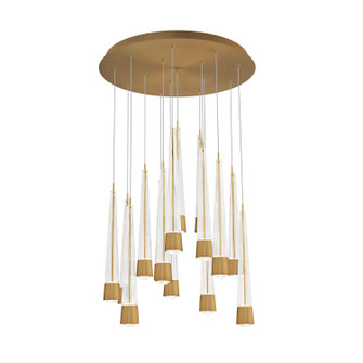 Quill LED Chandelier in Aged Brass (34|PD-59415R-AB)