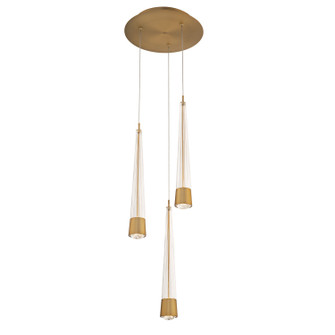 Quill LED Chandelier in Aged Brass (34|PD-59403R-AB)