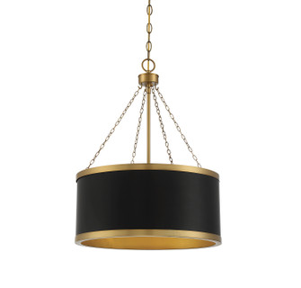 Delphi Six Light Pendant in Black with Warm Brass Accents (51|7-188-6-143)