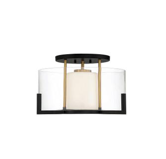 Eaton One Light Semi-Flush Mount in Matte Black with Warm Brass Accents (51|6-1981-1-143)