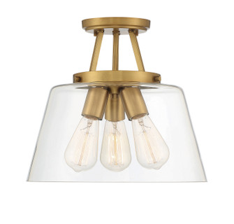 Calhoun Three Light Semi-Flush Mount in Warm Brass (51|6-1024-3-322)