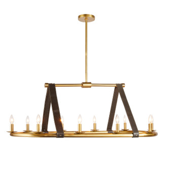 Englewood Ten Light Linear Chandelier in Antique Brass/Moss (314|DRI02)