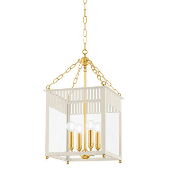 Rosalie Four Light Lantern in Aged Brass/Soft Cream (428|H932704S-AGB/SCR)