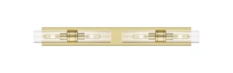 Downtown Urban Four Light Bath Vanity in Antique Brass (405|617S-4W-AB-G617-8CL)