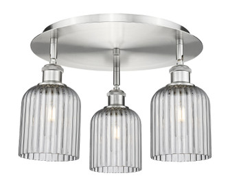 Downtown Urban Three Light Flush Mount in Satin Nickel (405|516-3C-SN-G559-5SM)