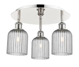 Downtown Urban Three Light Flush Mount in Polished Nickel (405|516-3C-PN-G559-5SM)