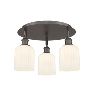 Downtown Urban Three Light Flush Mount in Oil Rubbed Bronze (405|516-3C-OB-G559-5GWH)