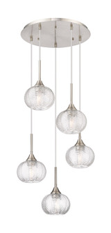 Downtown Urban Five Light Pendant in Brushed Satin Nickel (405|323-5P-SN-G323-7CL)