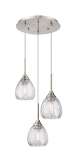 Downtown Urban Three Light Pendant in Brushed Satin Nickel (405|323-3P-SN-G323-6CL)