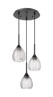 Downtown Urban Three Light Pendant in Matte Black (405|323-3P-BK-G323-6CL)