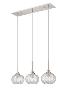 Downtown Urban Three Light Island Pendant in Brushed Satin Nickel (405|323-3I-SN-G323-7CL)
