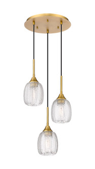 Downtown Urban Three Light Pendant in Brushed Brass (405|323-3P-BB-G323-5CL)