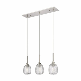 Downtown Urban Three Light Island Pendant in Brushed Satin Nickel (405|323-3I-SN-G323-5CL)
