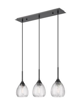Downtown Urban Three Light Island Pendant in Matte Black (405|323-3I-BK-G323-6CL)