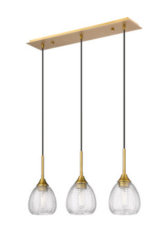 Downtown Urban Three Light Island Pendant in Brushed Brass (405|323-3I-BB-G323-6CL)