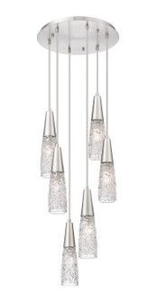 Downtown Urban Six Light Pendant in Brushed Satin Nickel (405|322-6P-SN-G322-3CL)