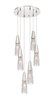 Downtown Urban Six Light Pendant in Polished Nickel (405|322-6P-PN-G322-3CL)