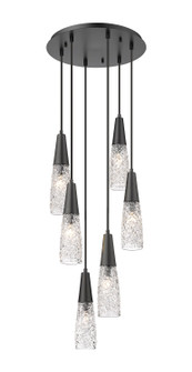 Downtown Urban Six Light Pendant in Matte Black (405|322-6P-BK-G322-3CL)