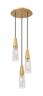 Downtown Urban Three Light Pendant in Brushed Brass (405|322-3P-BB-G322-3CL)