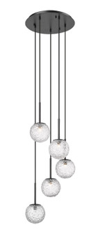 Downtown Urban Five Light Pendant in Matte Black (405|320-5P-BK-G320-6CL-BK)