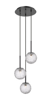 Downtown Urban Three Light Pendant in Matte Black (405|320-3P-BK-G320-6CL-BK)