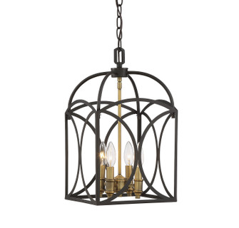 Talbot Four Light Foyer Pendant in English Bronze and Warm Brass (51|3-4080-4-79)
