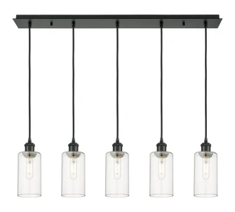 Downtown Urban Five Light Linear Pendant in Matte Black (405|125B-5P-BK-G434-7CL)