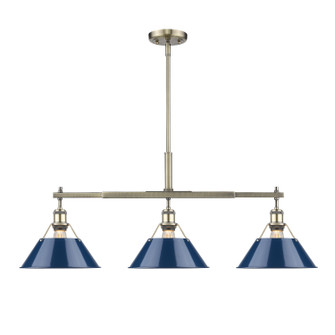 Orwell Three Light Linear Pendant in Aged Brass (62|3306-LP AB-NVY)