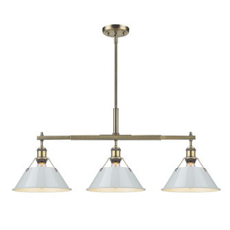 Orwell Three Light Linear Pendant in Aged Brass (62|3306-LP AB-DB)