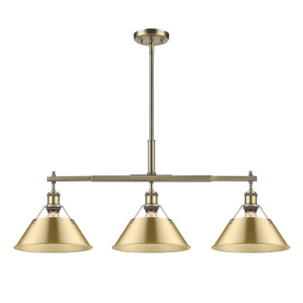 Orwell Three Light Linear Pendant in Aged Brass (62|3306-LP AB-BCB)