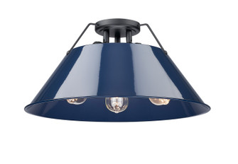 Orwell Three Light Flush Mount in Matte Black (62|3306-3FM BLK-NVY)