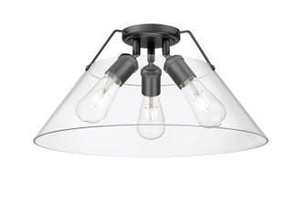 Orwell Three Light Flush Mount in Matte Black (62|3306-3FM BLK-CLR)