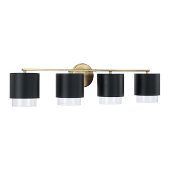 Weller Four Light Vanity in Matte Brass and Black (65|153041RK-549)
