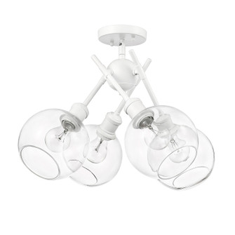 Axel Four Light Semi-Flush Mount in Matte White (62|1945-SF WHT-GLOBE-CLR)