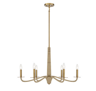 Cannon Six Light Chandelier in Warm Brass and Rope (51|1-1824-6-320)