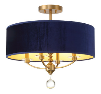 Van Noord Four Light Semi Flush Mount in Oxidized Aged Brass (7|3484-923)