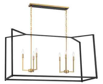 Colwick Six Light Island Chandelier in Coal Black & Signature Brass (7|1466-883)