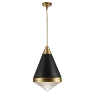 Hargreaves One Light Pendant in Black / Natural Aged Brass (16|10396PRBKNAB)