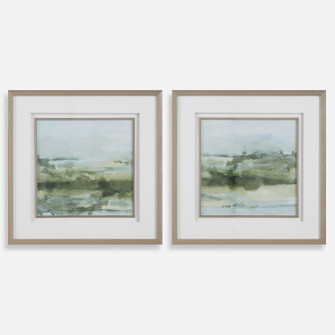 Soft Sage Landscape Prints Set/2 in Brushed Champagne Gold (52|32356)