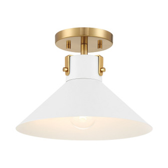 One Light Semi-Flush Mount in White and Natural Brass (446|M60078WHNB)