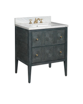 Santos Vanity with Sink in Vintage Navy/Natural/White/Brushed Brass/Polished Nickel (142|3800-0009)