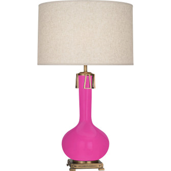 Athena One Light Table Lamp in Razzle Rose Glazed Ceramic w/Aged Brass (165|RZ992)