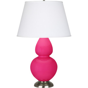 Double Gourd One Light Table Lamp in Razzle Rose Glazed Ceramic w/Antique Silver (165|RZ22X)