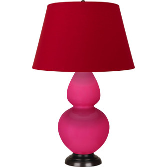 Double Gourd One Light Table Lamp in Razzle Rose Glazed Ceramic w/Deep Patina Bronze (165|RZ21R)