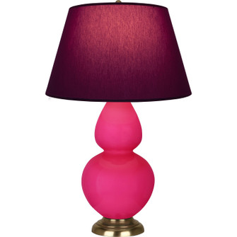 Double Gourd One Light Table Lamp in Razzle Rose Glazed Ceramic w/Antique Natural Brass (165|RZ20P)