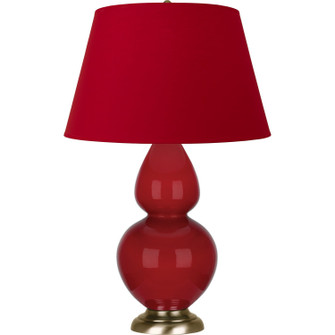 Double Gourd One Light Table Lamp in Ruby Red Glazed Ceramic w/Antique Natural Brass (165|RR20R)