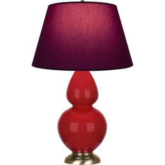 Double Gourd One Light Table Lamp in Ruby Red Glazed Ceramic w/Antique Natural Brass (165|RR20P)